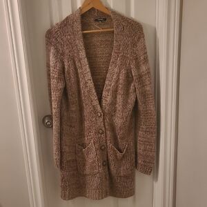 Women's Brown- Beige Knit Cardigan Sweater